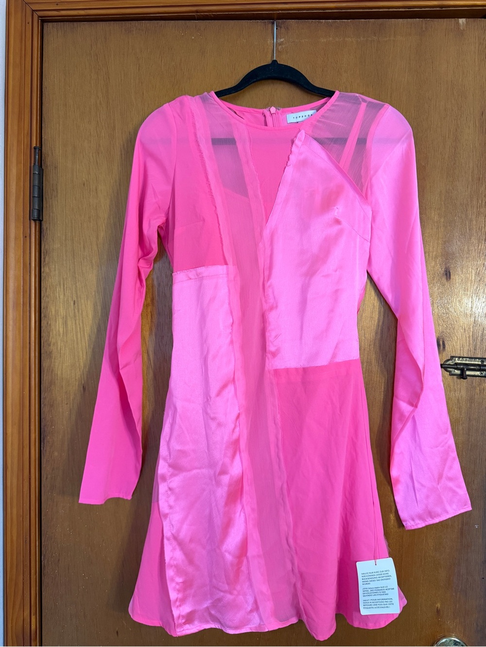 Topshop Pink Sheer Colorblock Mini Dress — NWT